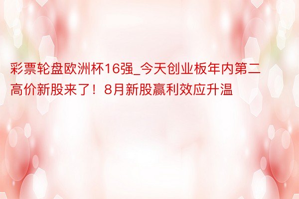 彩票轮盘欧洲杯16强_今天创业板年内第二高价新股来了！8月新股赢利效应升温