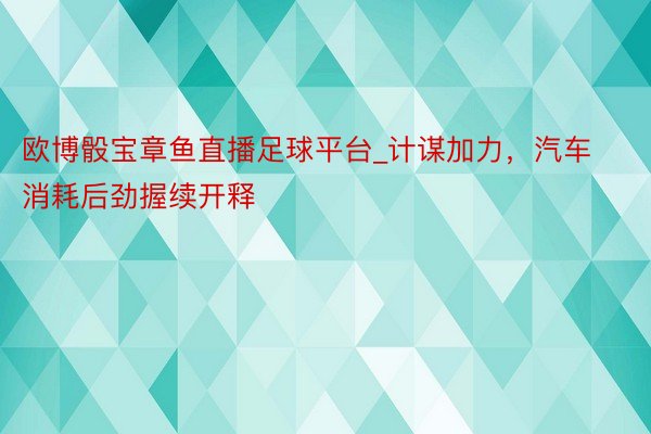 欧博骰宝章鱼直播足球平台_计谋加力，汽车消耗后劲握续开释