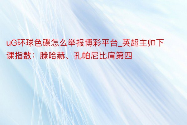 uG环球色碟怎么举报博彩平台_英超主帅下课指数：滕哈赫、孔帕尼比肩第四